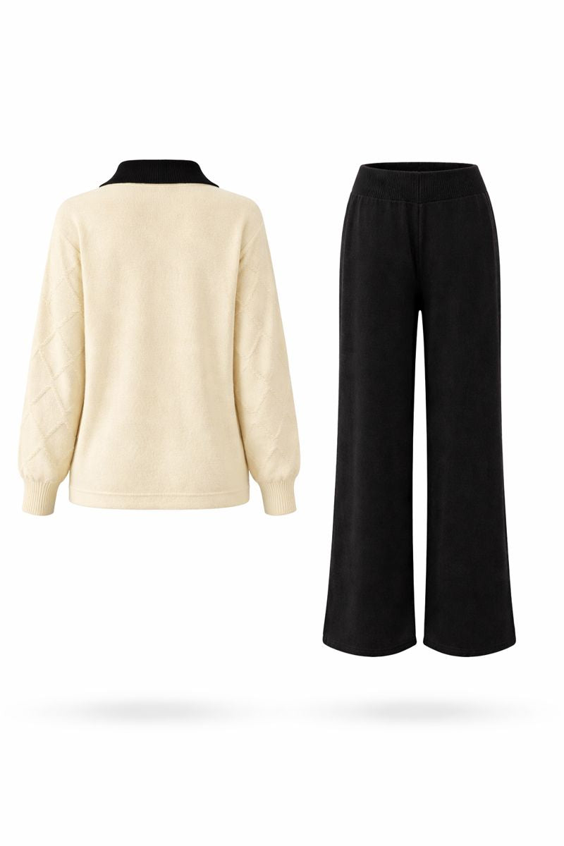 Zweiteiliges Strickset mit Trucker-Kragen