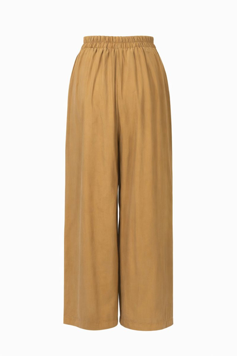 Weite Bundfaltenhose - Goldbraun