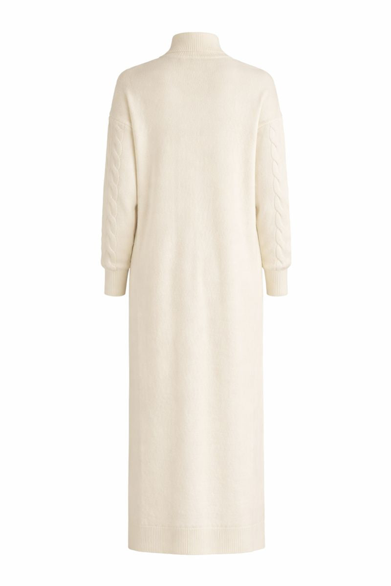 Strickkleid mit Zopfmuster - Weiß