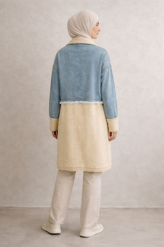 Hybridjacke aus Jeans und Strickstoff