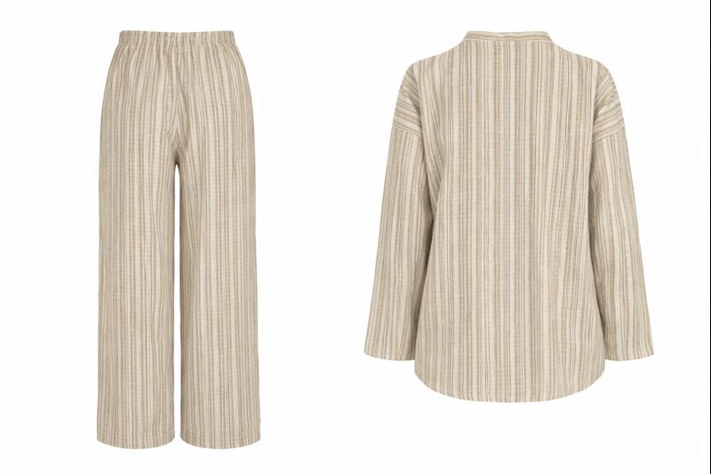 Zweiteiliges Kimonoset mit Tie-Front-Top - Grau