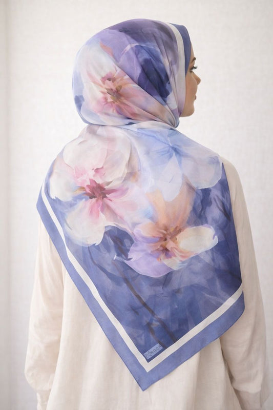 Hijab mit Blumenmuster - Violett