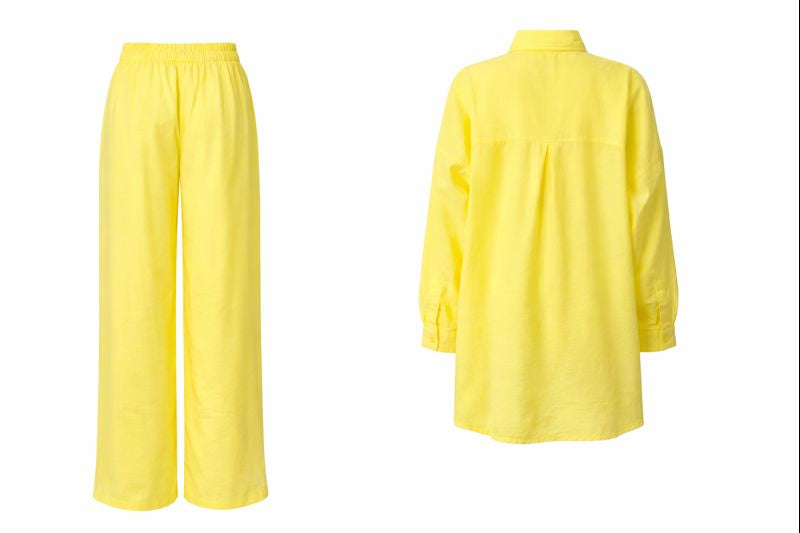 Zweiteiliges Set mit Perlenstickerei - Gelb