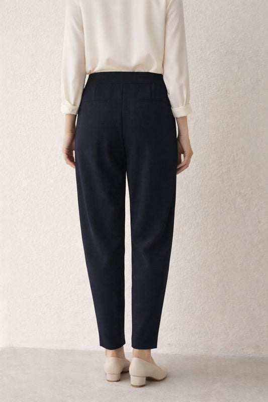 Bundfaltenhose mit Fronttasche - Marineblau