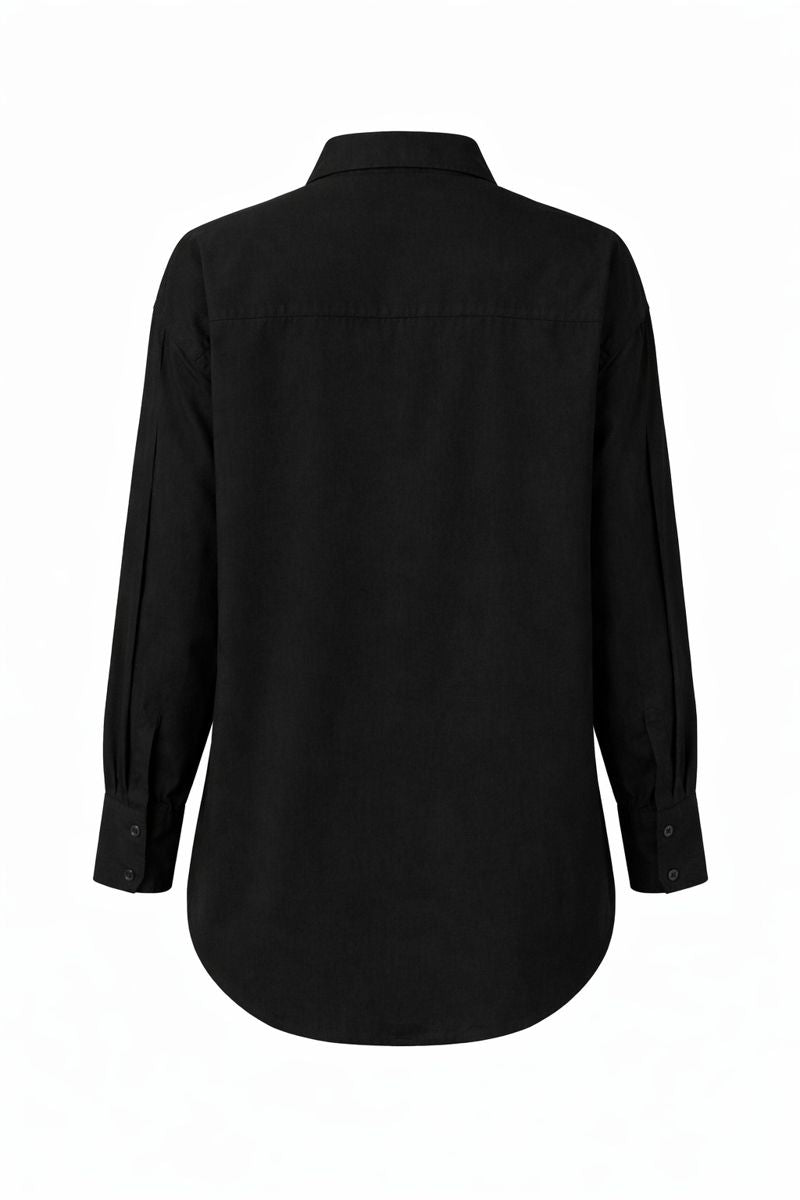 Basic Hemd mit verdeckter Knopfleiste - Schwarz