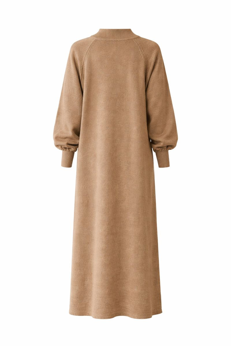 Strickkleid mit Ballonärmel - Nerzbraun