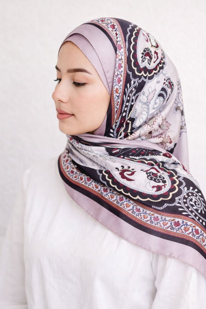 Hijab mit persischem Blumenmuster - Altrosa