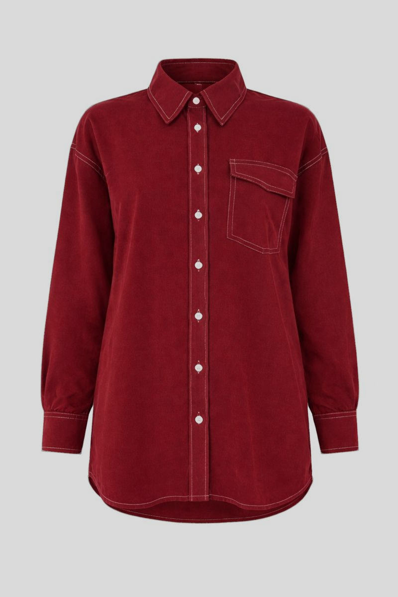 Zweiteiliges Set mit Ziernähte - Rot