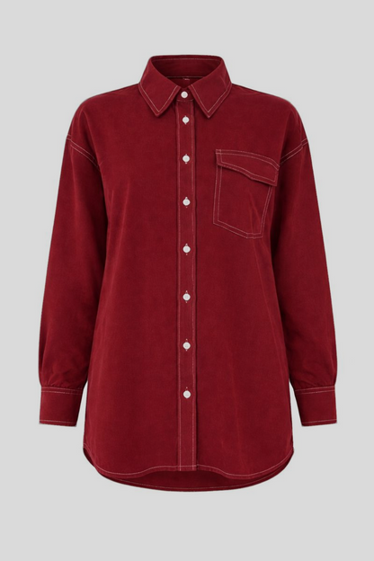 Zweiteiliges Set mit Ziernähte - Rot