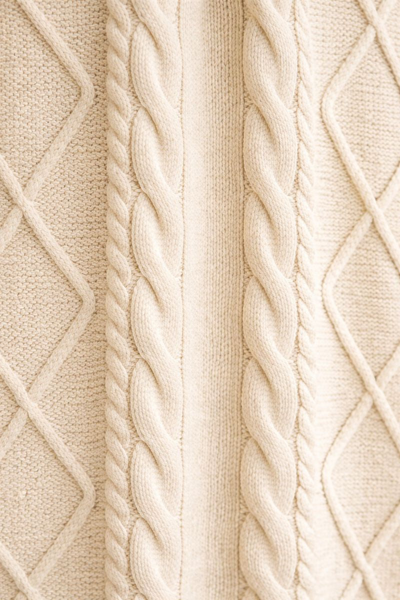 Strickkleid mit Zopfmuster - Weiß