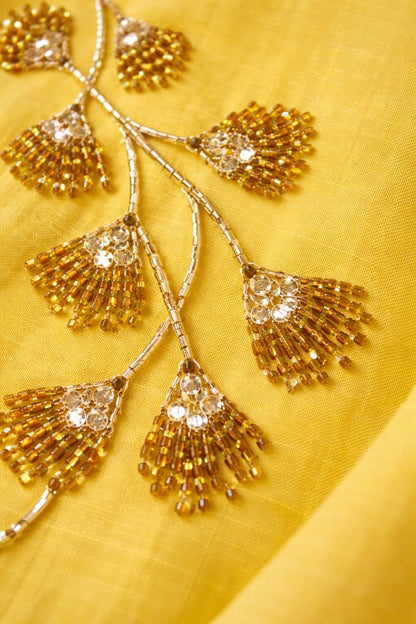 Zweiteiliges Set mit Perlenstickerei - Gelb