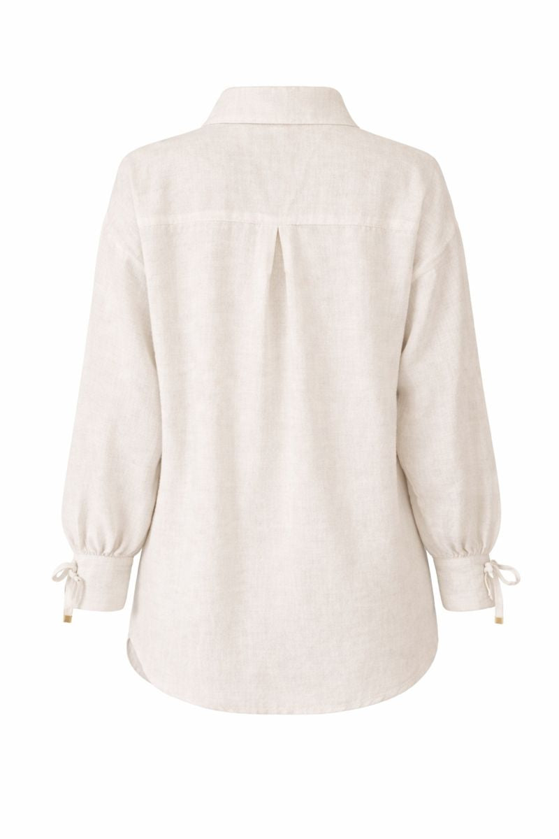 Bluse mit Tie-Front und Ärmelschleife - Weiß