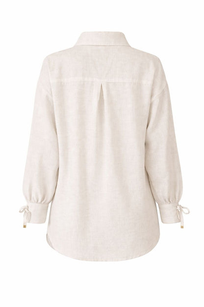 Bluse mit Tie-Front und Ärmelschleife - Weiß