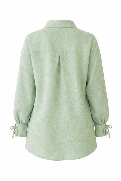 Bluse mit Tie-Front und Ärmelschleife - Hellgrün