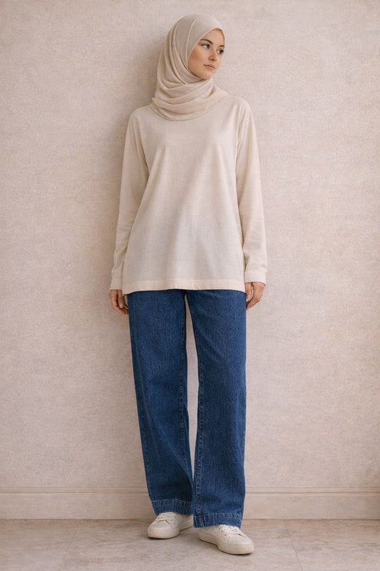 Palazzo-Jeanshose mit Taschen vorne