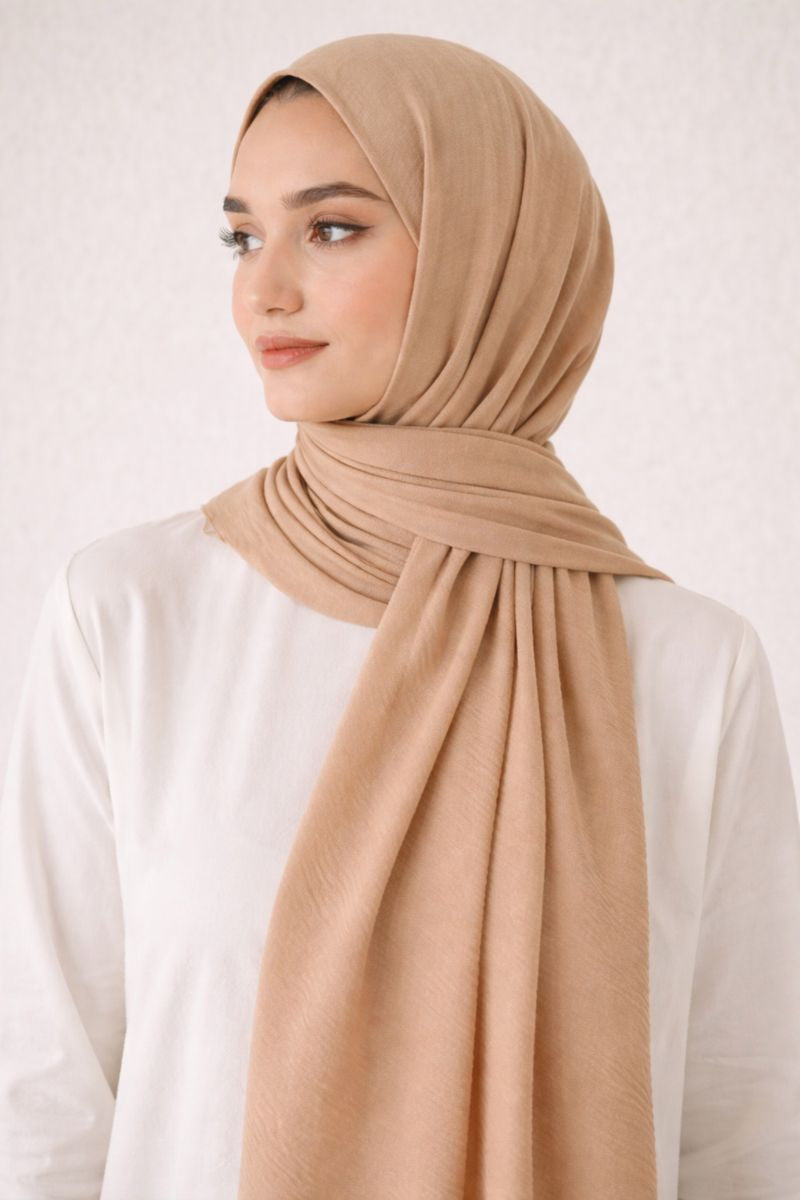 Feiner Hijab aus Mischstoff - Beige
