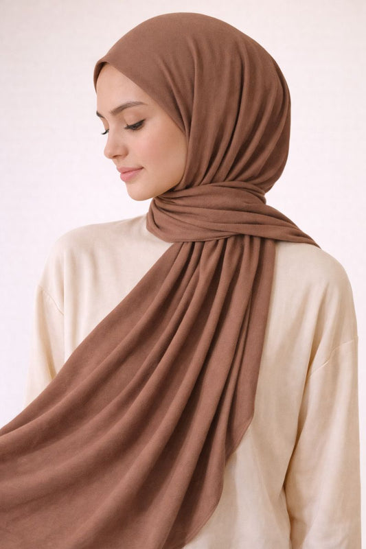 Jersey-Hijab - Zimtbraun