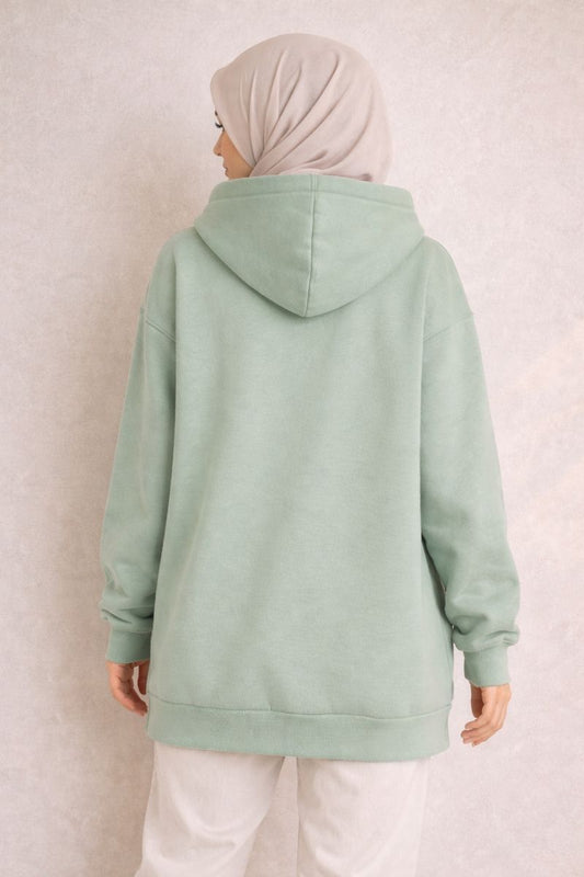Kapuzenpullover mit Druckknöpfen - Mint