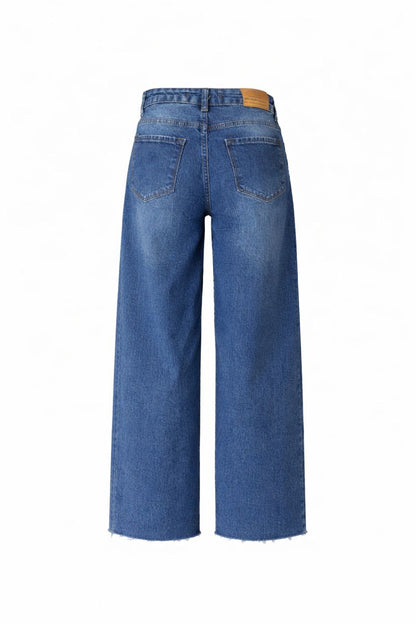 Baggy-Fit Jeanshose mit Cut-Legs - Dunkel