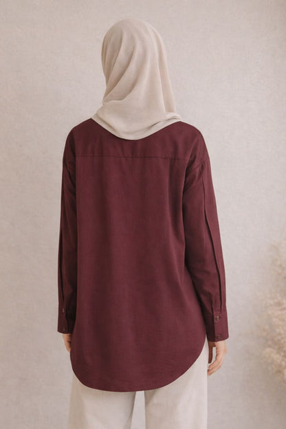 Basic Hemd mit verdeckter Knopfleiste - Rot