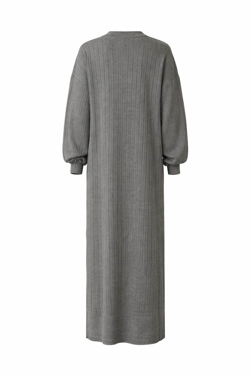 Strickkleid mit Streifen - Grau