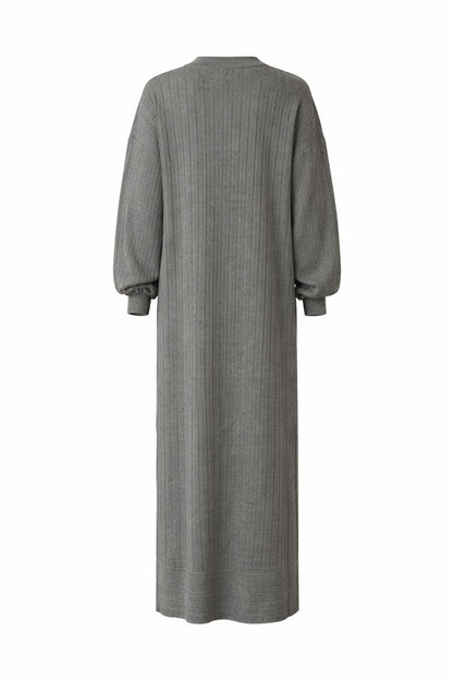 Strickkleid mit Streifen - Grau