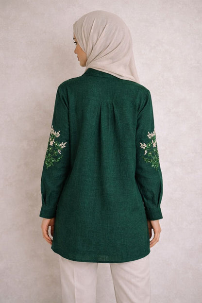 Bluse mit Paillettenstickerei