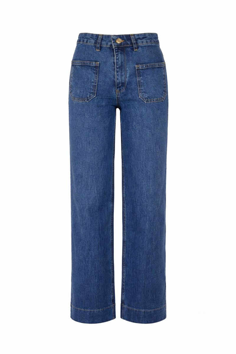 Palazzo-Jeanshose mit Taschen vorne