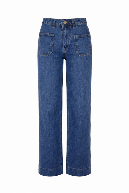 Palazzo-Jeanshose mit Taschen vorne