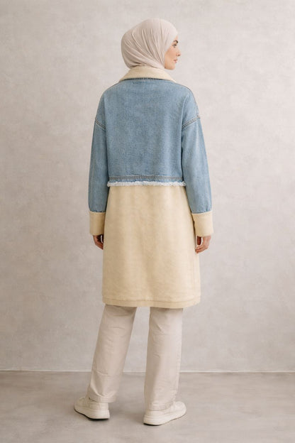 Hybridjacke aus Jeans und Strickstoff