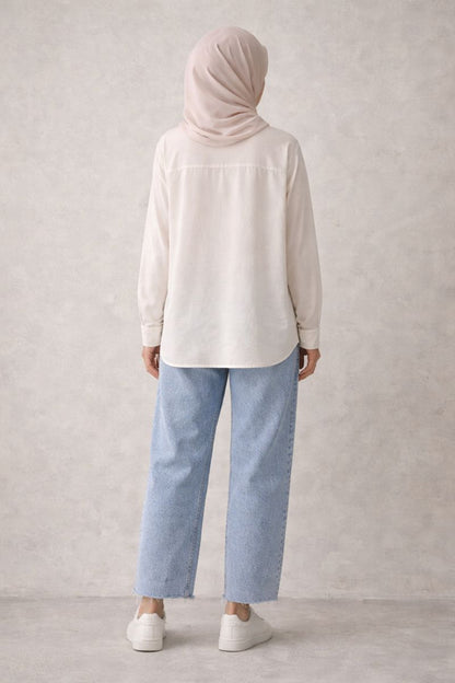 Baggy-Fit Jeanshose mit Cut-Legs - Hell