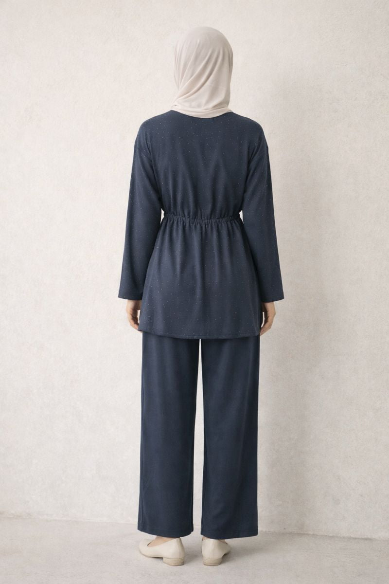 Zweiteiliges Set mit Glitzersteinen - Blau