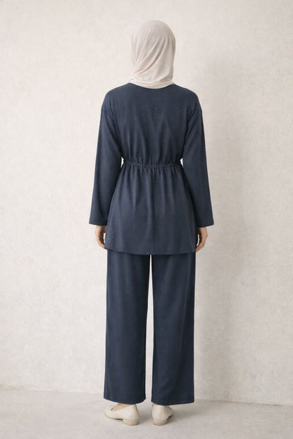 Zweiteiliges Set mit Glitzersteinen - Blau