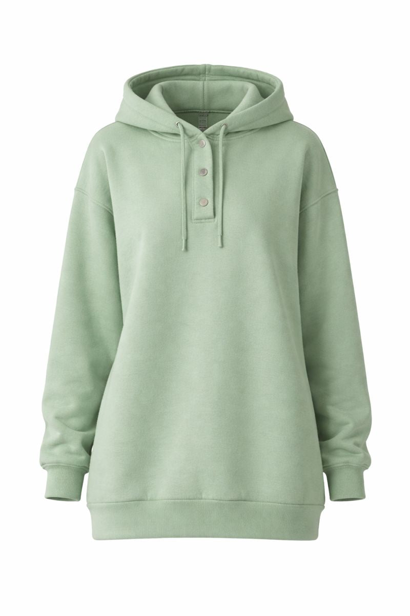 Kapuzenpullover mit Druckknöpfen - Mint