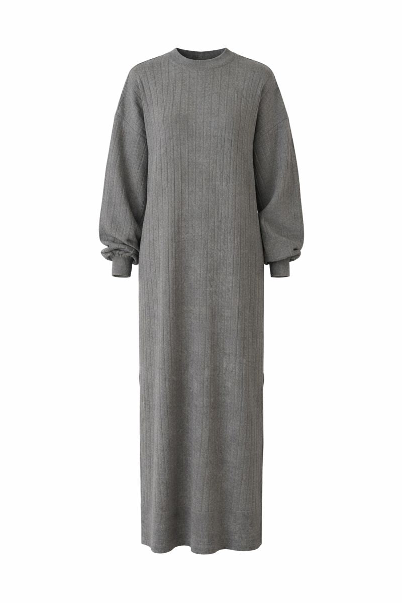 Strickkleid mit Streifen - Grau