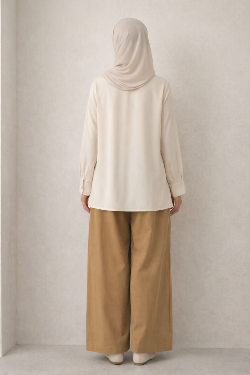 Weite Bundfaltenhose - Goldbraun