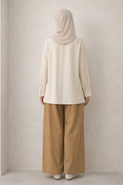 Weite Bundfaltenhose - Goldbraun