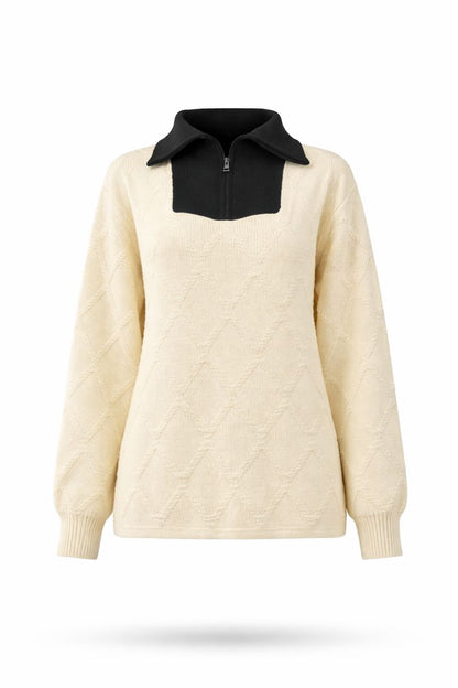 Zweiteiliges Strickset mit Trucker-Kragen