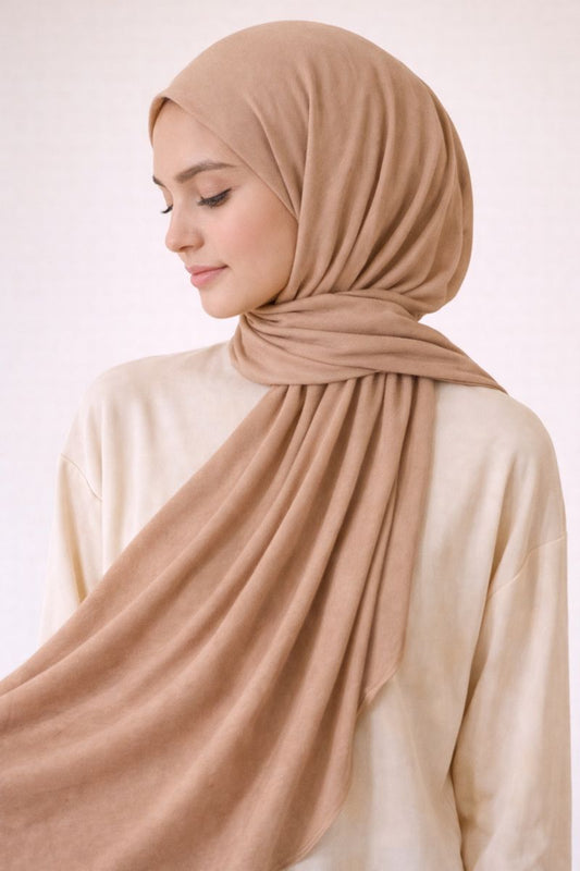 Jersey-Hijab - Hellbraun