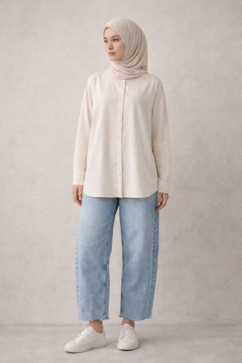 Baggy-Fit Jeanshose mit Cut-Legs - Hell