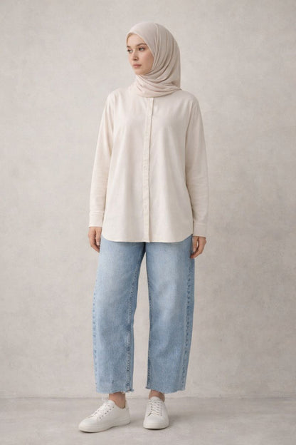 Baggy-Fit Jeanshose mit Cut-Legs - Hell