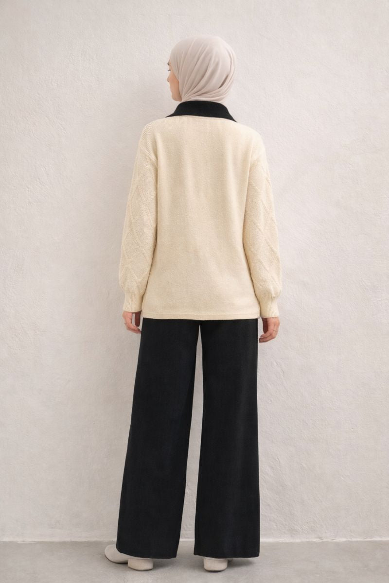 Zweiteiliges Strickset mit Trucker-Kragen