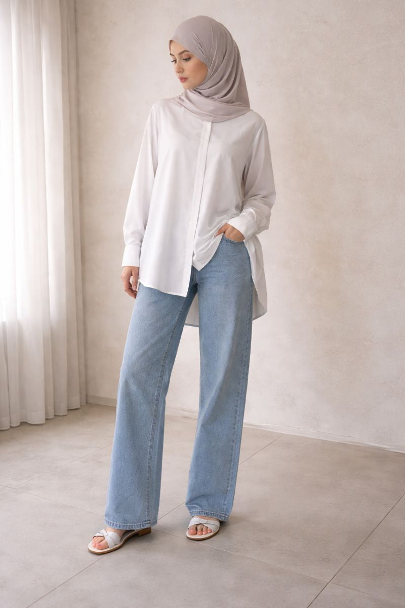 High-Waist Palazzo-Jeanshose