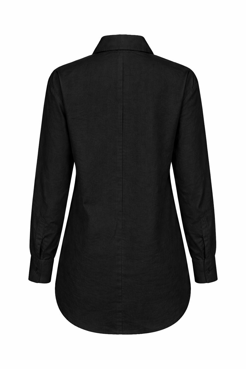 Bluse mit Steindetail am Kragen - Schwarz
