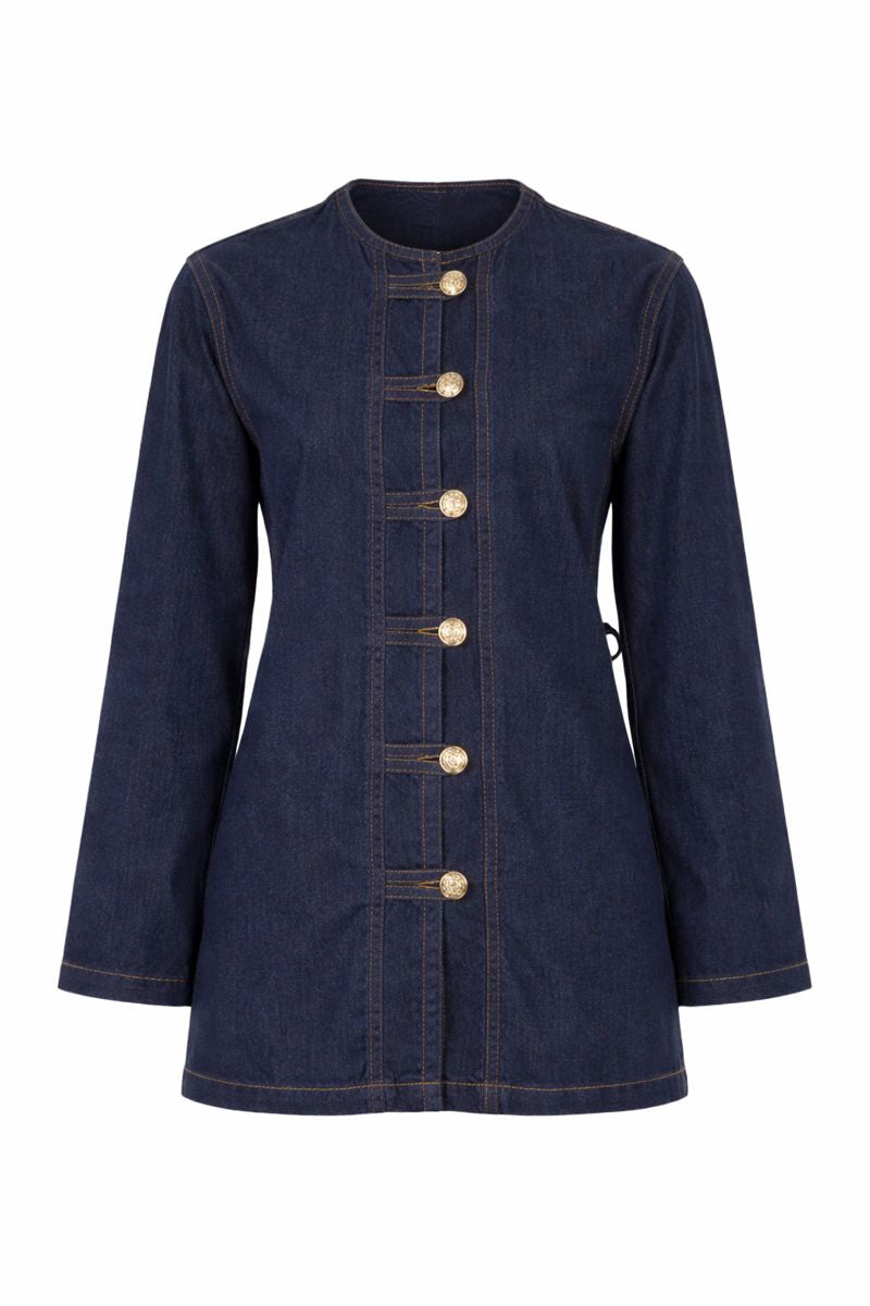 Jeansjacke mit Schlingenknöpfen