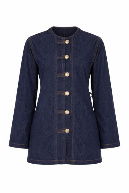 Jeansjacke mit Schlingenknöpfen