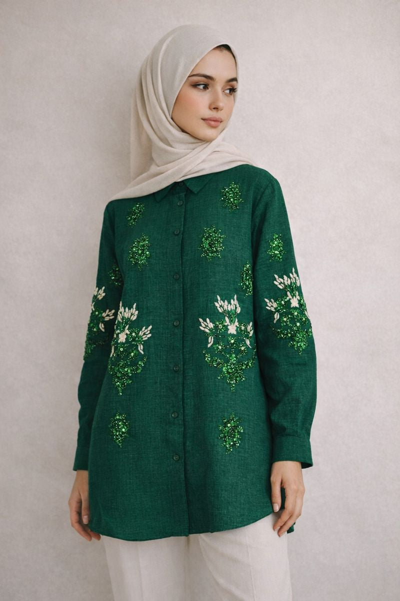 Bluse mit Paillettenstickerei