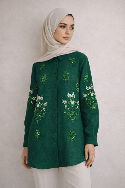 Bluse mit Paillettenstickerei