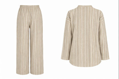 Zweiteiliges Kimonoset mit Tie-Front-Top - Grau