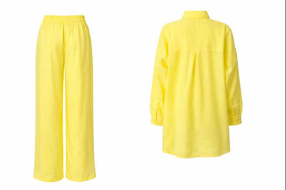 Zweiteiliges Set mit Perlenstickerei - Gelb